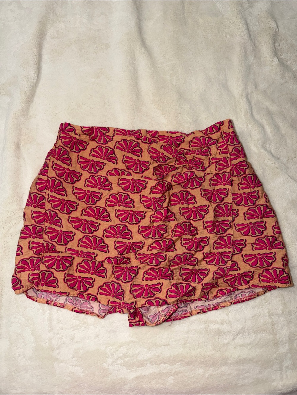 Primark Pink Floral Print Skort with Tan Base